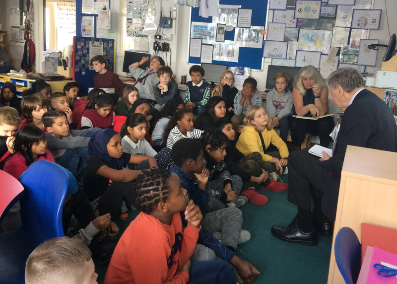 Alf Dubs at Furzedown Primary School